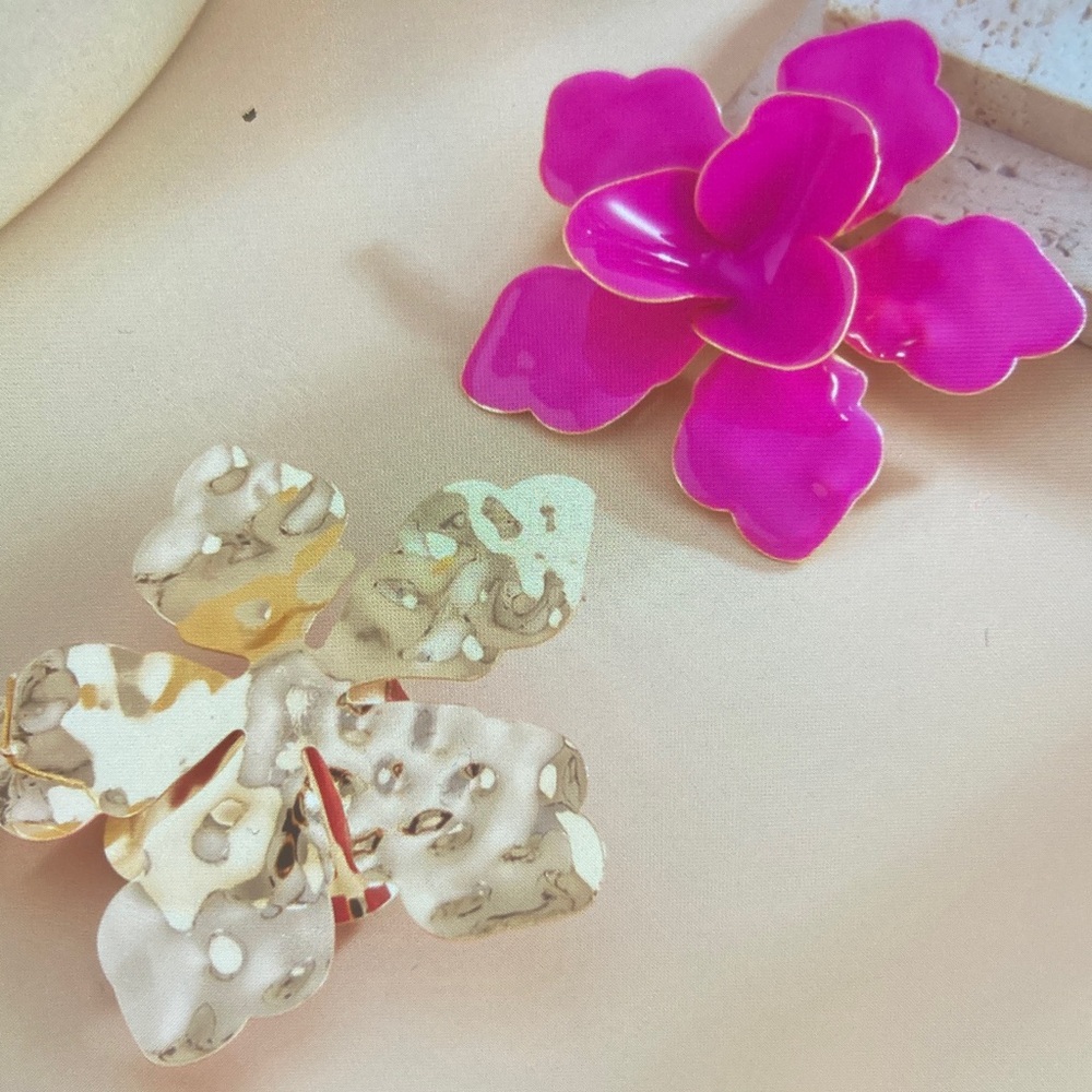 Vibrant Pink Blossom Earrings - Picture 3 of 5